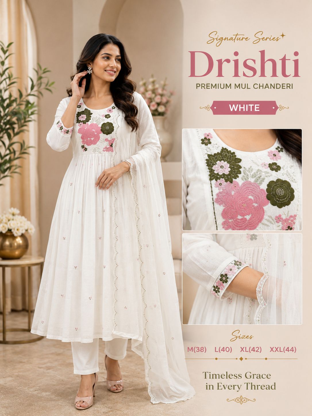 Premium MulChanderi Drishti Multi Shades Dress