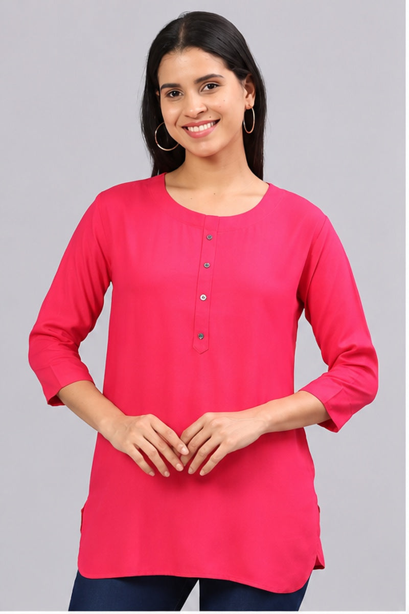 Women’s Solid Pink Straight Kurti