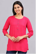 Women’s Solid Pink Straight Kurti