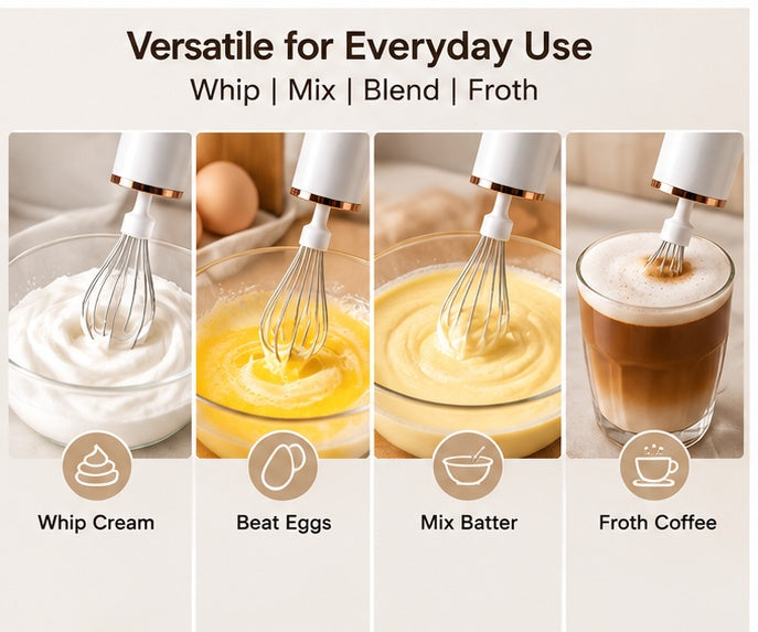 Wireless Electric Hand Mixer – Portable One-Touch Kitchen Mixer